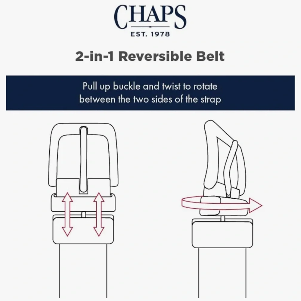 Chaps Boys Reversible Black Brown Faux Leather Belt Silver Square Buckle